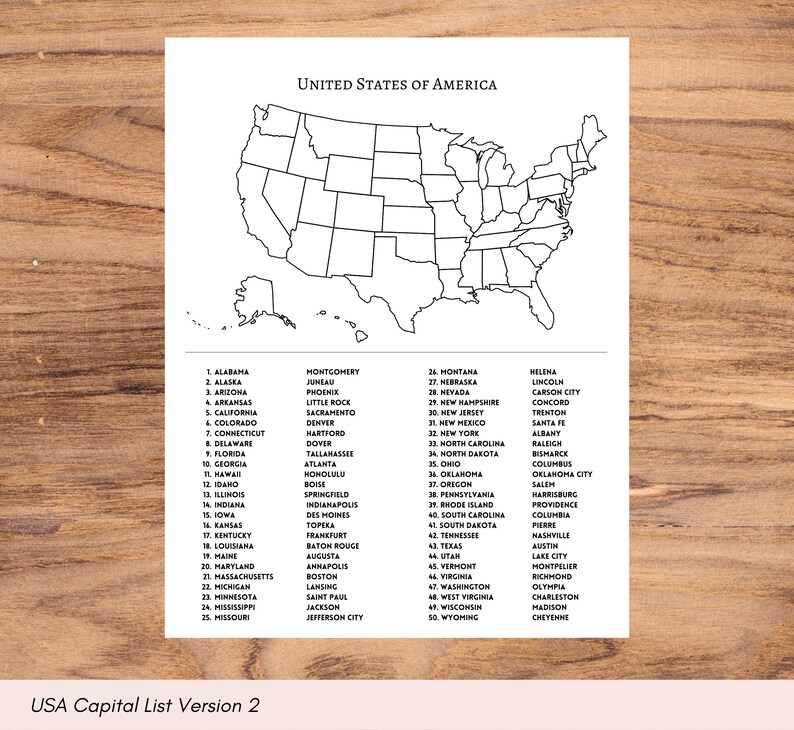 USA Capital Lesson Plan Activities, Educational Matching Game, State ...