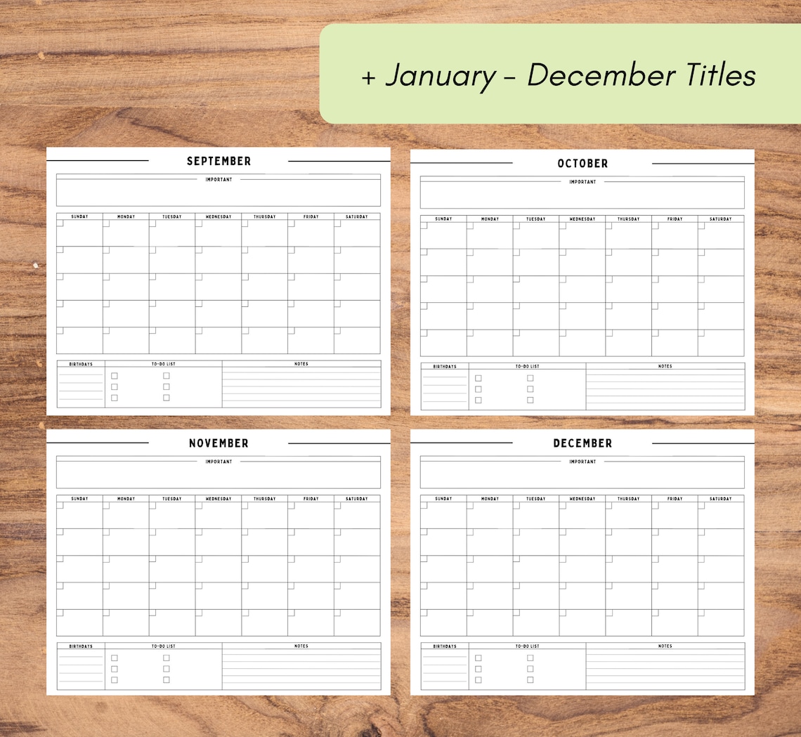 7-day Monthly Planner Printable, Month Calendar, Yearly Overview, Month ...