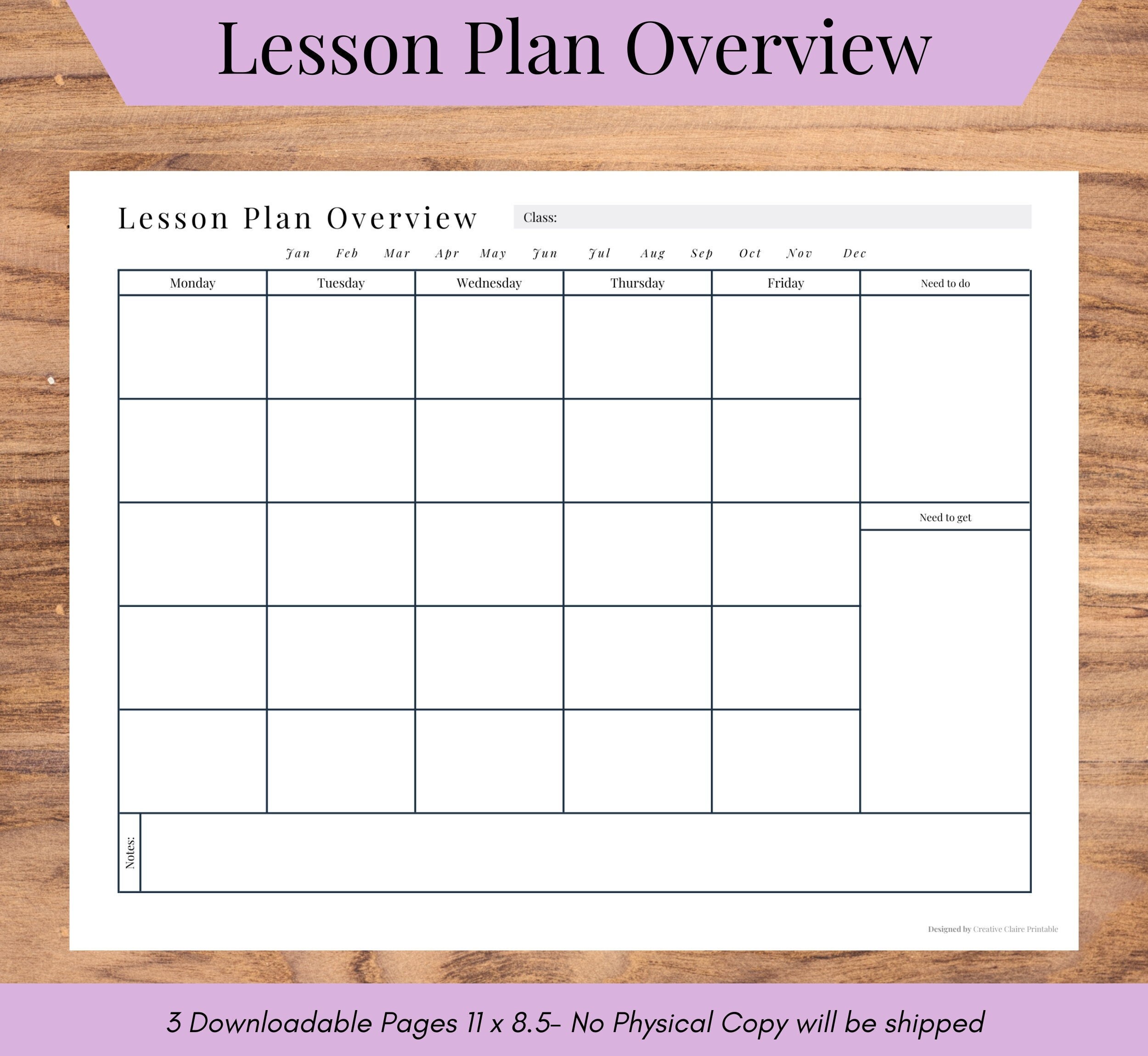 Lesson Plan Overview Visual Monthly Planner Lesson Planner Template 