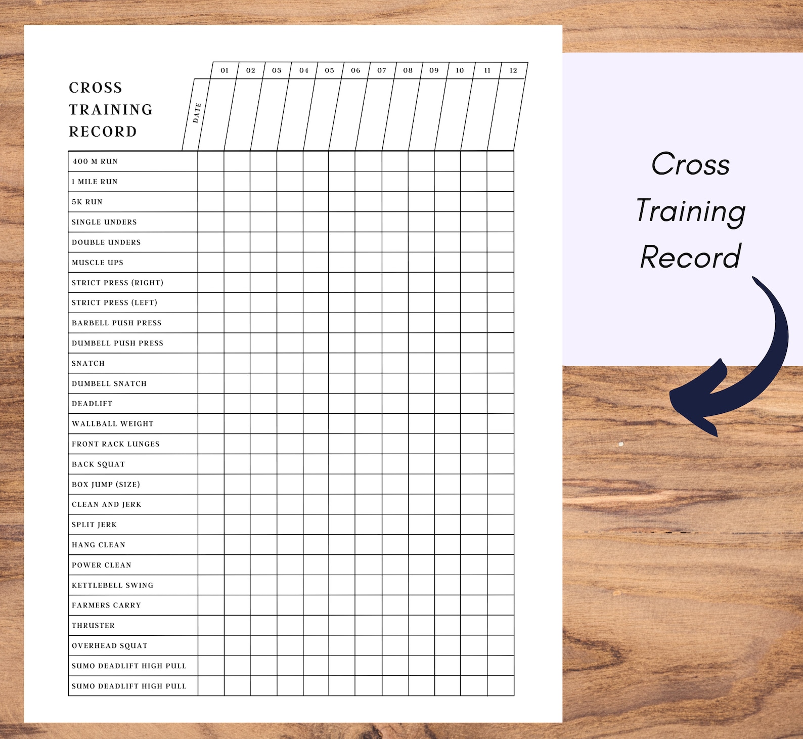 Core Strength Record Card Cross Training Record Tracker, Fitness Goals, Strength Training ...