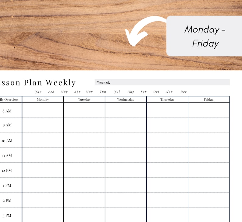 Weekly Lesson Plan Overview, Printable Time Blocked Lesson Plan ...