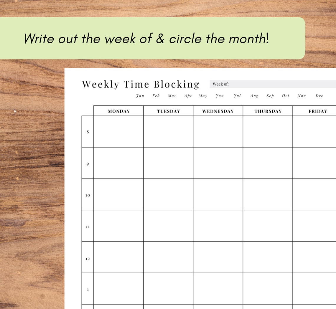 Weekly Time Blocking Worksheet Printable Classroom Time - Etsy