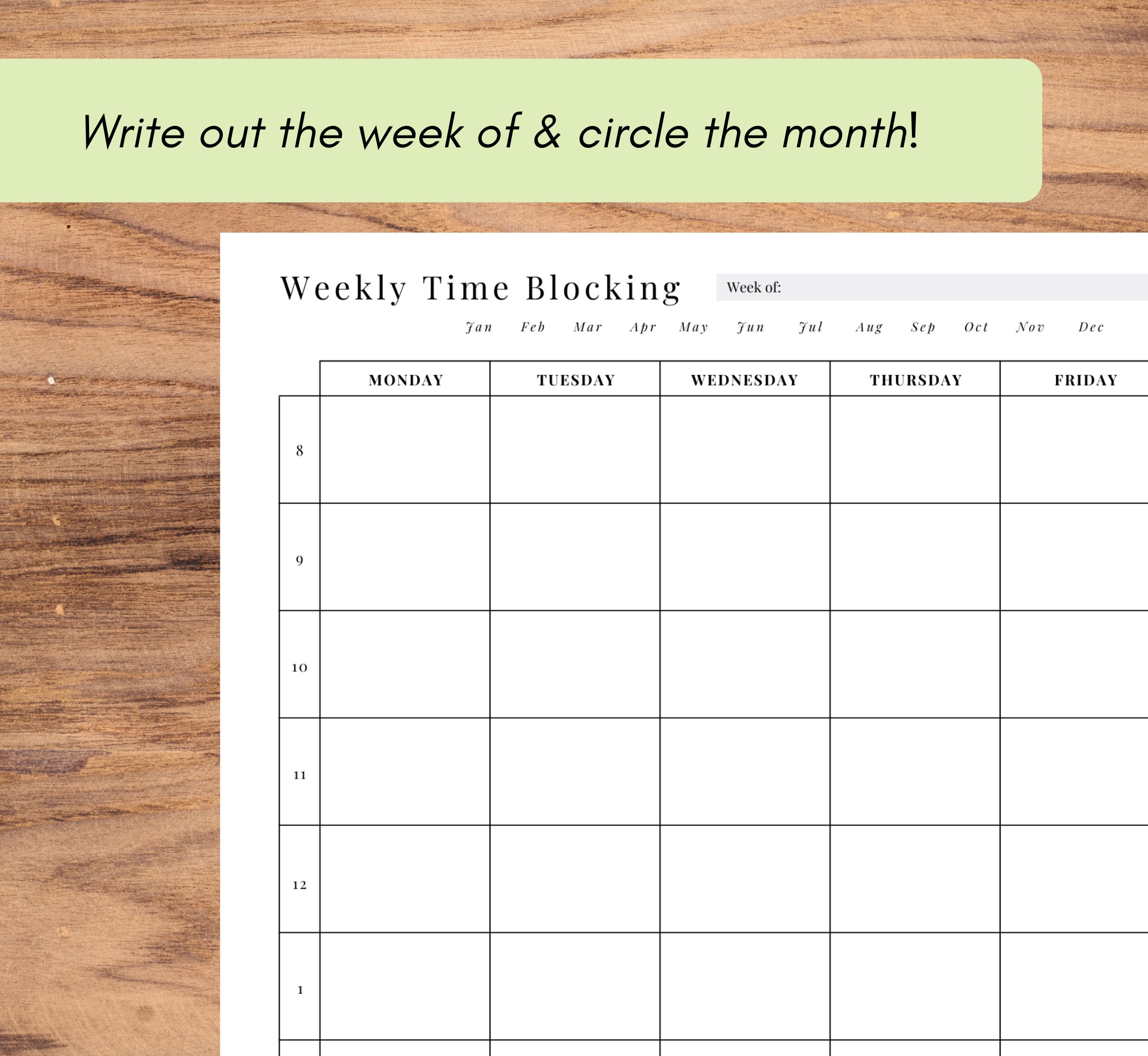 Weekly Time Blocking Worksheet Printable Classroom Time - Etsy