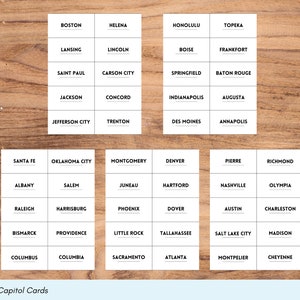 United States Capital Matching Game Educational Lesson Activities Homeschool learning tools Printable Card Game American History PDF image 4