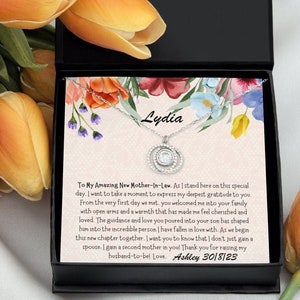 Presente personalizado para a mãe do noivo, presente de casamento para a sogra da noiva - Colar com pingente em prata esterlina maciça 925