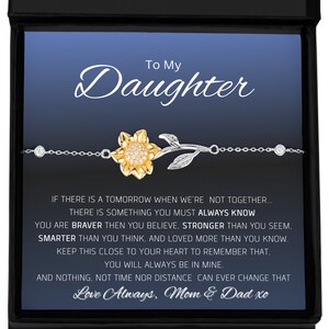 Cadeau de bijoux de tournesol en argent sterling massif pour fille de maman et papa à fille cadeau Graduation anniversaire Noël cadeau inspirant