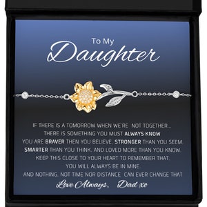 Geschenk für Tochter von Dad - Massives Sterling Silber Sonnenblumen Armband, 14K Gold- Abschluss, Geburtstag, Sentimentales Geschenk für Teenager, Erwachsene