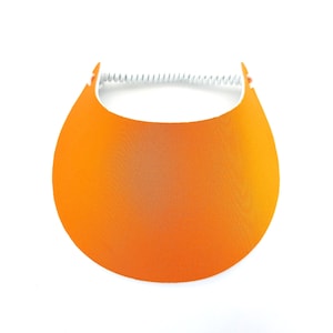May include: Orange sun visor with a white elastic band.