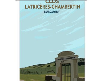 Latricières-Chambertin Closed Wine Map - Poster with Hangers