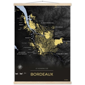 Wine and Vineyard Bordeaux Map - Poster with hangers