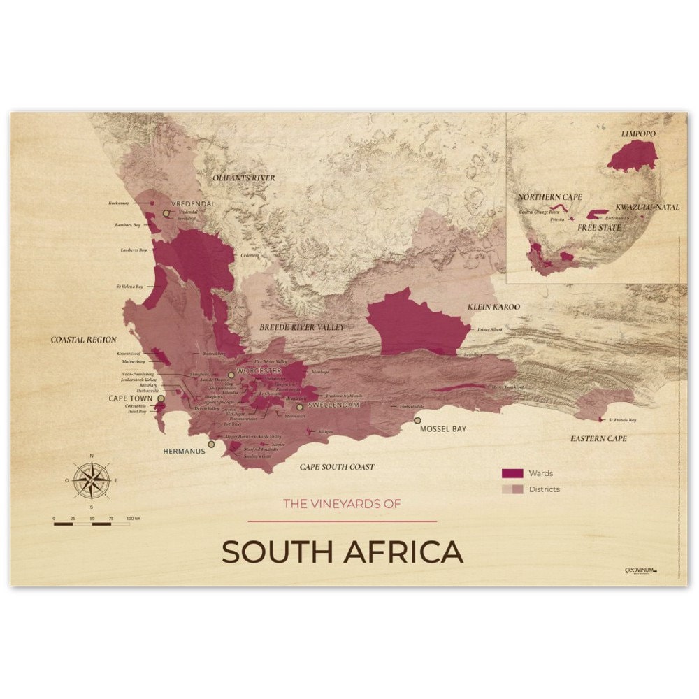 Wine and Vineyard Map South Africa - Wood Support - 10mm - Etsy, image size:1000x1000