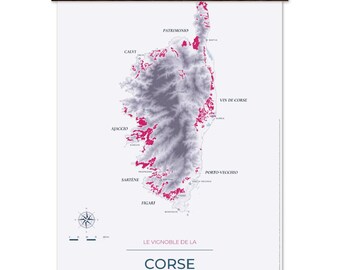 Corsican Wine Map - Poster with Hangers