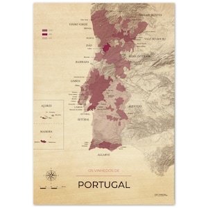 Portugal Wijnkaart - Houtsteun - 10mm