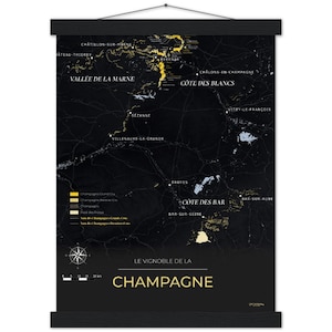Map of Wines and Vineyards Champagne - Poster with hangers