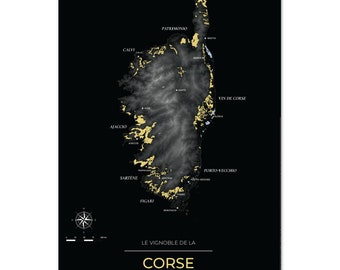 Corsican Wine Map - Poster with Hangers