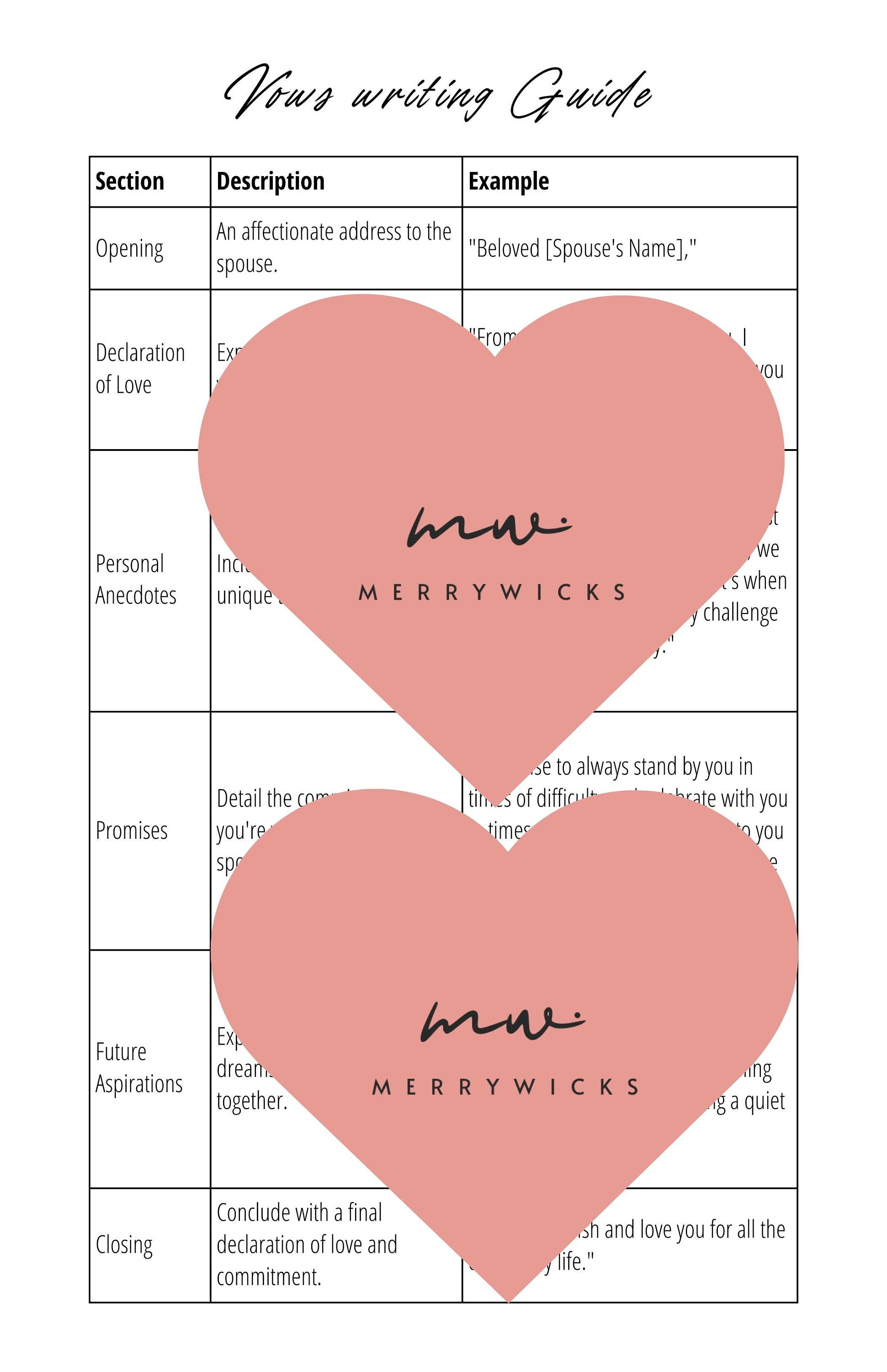 Personalized Wedding Day Vows Template Printable PDF Vow Writing Guide Personalized Wedding Day Vows Template Printable PDF Vow Writing Guide