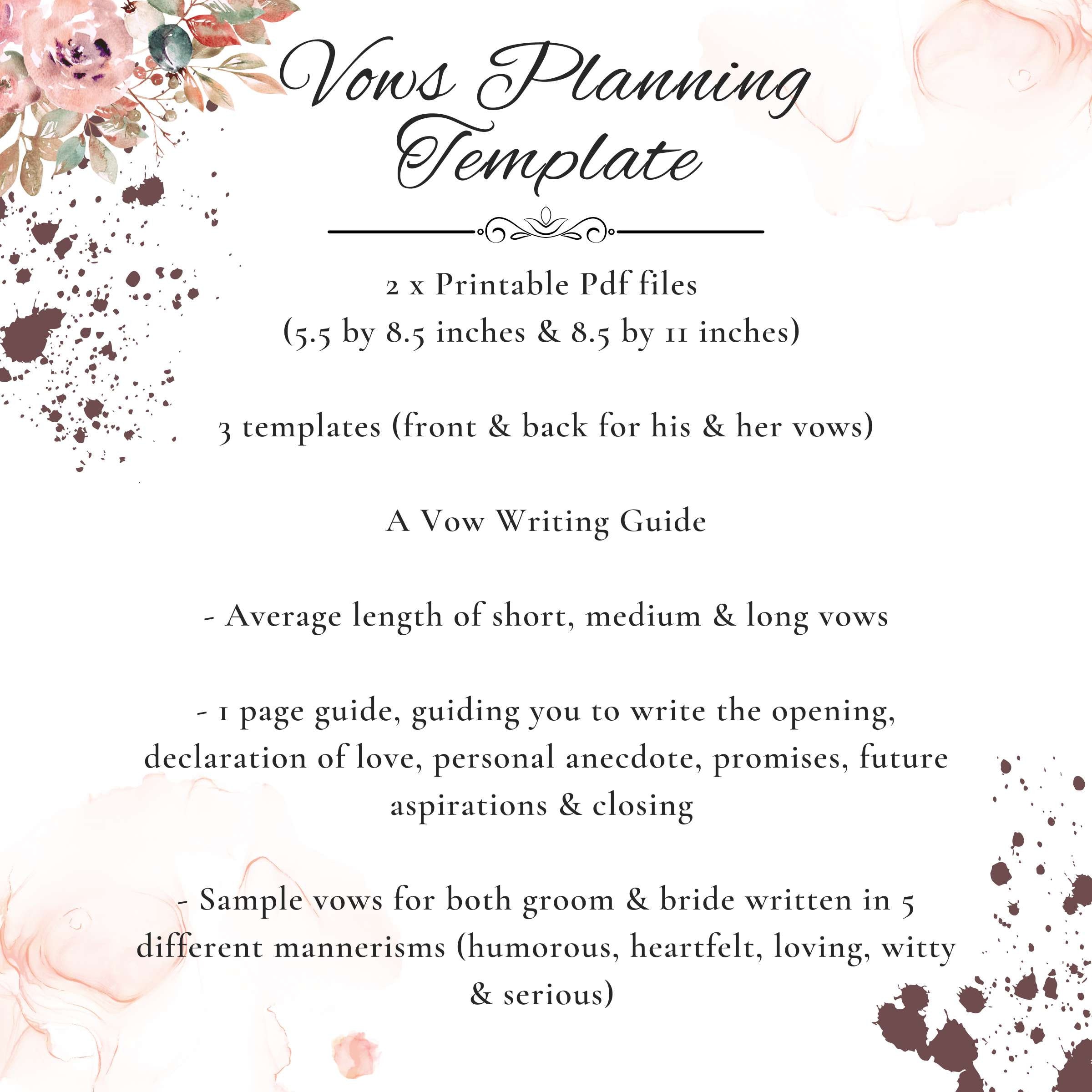 Personalized Wedding Day Vows Template, Printable PDF Vow Writing Guide Personalized Wedding Day Vows Template, Printable PDF Vow Writing Guide