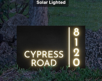 Ultra Modern Address Sign With Solar Lighting - Contemporary House Numbers