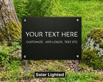 Customized Business Sign On Stakes, Solar Lighted Extra Large Outdoor Signage