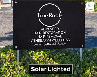 Custom Lighted Business Outdoor Sign, Solar Commercial logo Signage, Storefront Sign, Led Exterior Office Sign