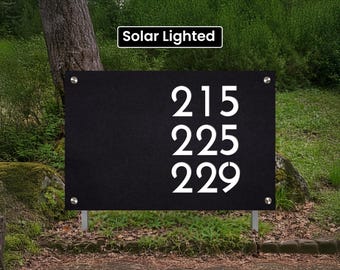 Shared Driveway Address Sign | Custom Multi Family Directional Signage | Personalized Solar Lighted Outdoor Property Marker On Stakes