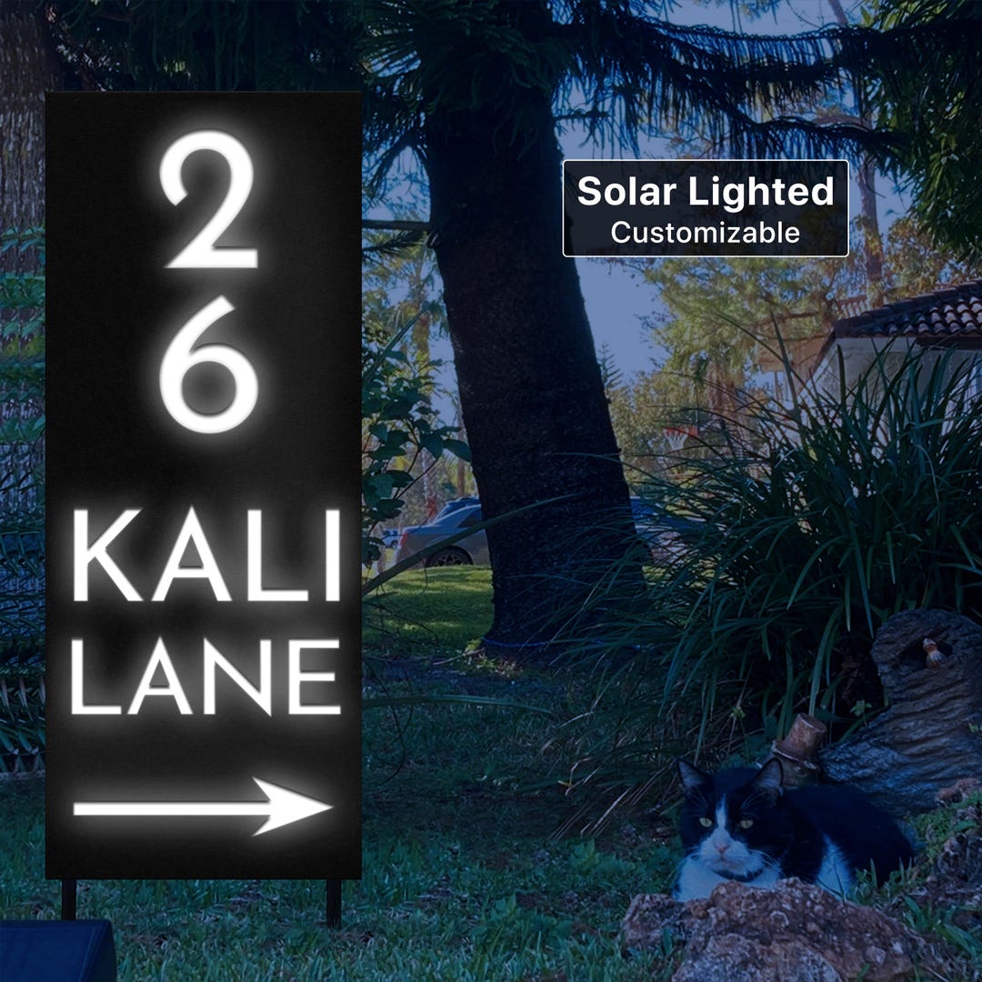 Customized Solar Lighted Address Sign, Personalized Sign, Air BNB Sign ...