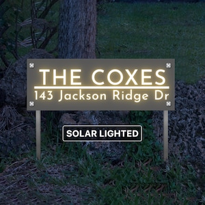 Solar Address Sign For Yard, Lawn Address Sign With Stakes, Air BNB Signage, Commercial Address Sign, Lawn House Numbers, Driveway Marker
