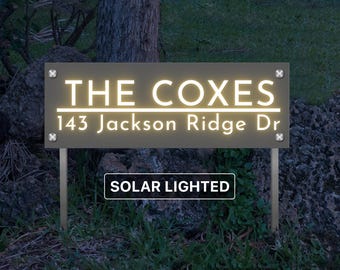 Solar Address Sign For Yard, Lawn Address Sign With Stakes, Air BNB Signage, Commercial Address Sign, Lawn House Numbers, Driveway Marker