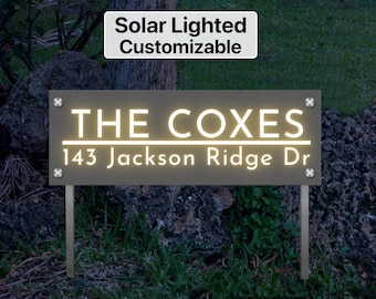 Solar Address Sign For Yard, Lawn House Numbers with Stakes, Driveway Marker, Air-BNB Sign