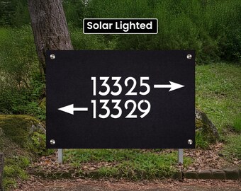 Solar Lighted Shared Driveway Sign With Arrows – Custom Address Marker