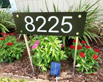 Solar Lighted House Numbers - Home Address Sign For Lawn
