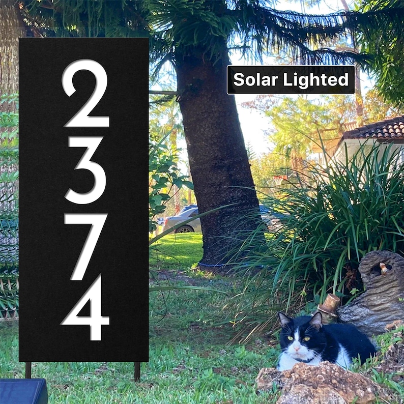 Solar Lighted Driveway Address Marker -15x32 House Numbers, Yard, Lawn Sign on Stakes, Air BNB Sign, Large Address Sign, Address Post image 10