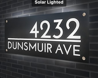 Solar Lighted House Numbers,  Backlit Sign, Custom Home Address Sign