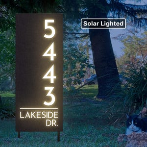 Solar Lighted Driveway Address Marker -15x32 House Numbers, Yard, Lawn Sign on Stakes, Air BNB Sign, Large Address Sign, Address Post image 7