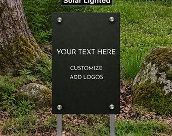 Custom Laser Cut Solar Lighted Yard Sign With Stakes