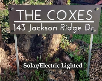 Solar Address Sign For Yard, Lawn Address Sign With Stakes, Air BNB Signage, Commercial Address Sign, Lawn House Numbers, Driveway Marker