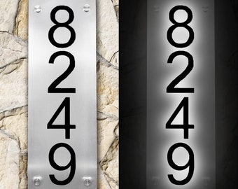 Lighted House numbers, Vertical Address Sign, Solar Address Sign, Black House Numbers, Solar House Numbers, Lighted address sign,  Numbers