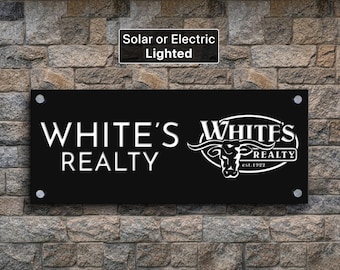 Customizable Lighted Commercial Signage, Acrylic Logo Sign, Solar Powered Outdoor Signage