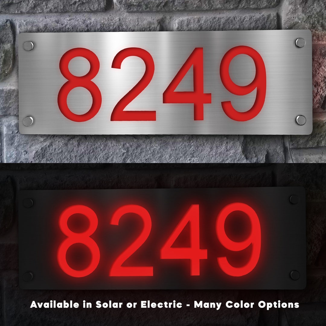 Illuminated House Number Solar Led Backlit Address Numbers Etsy 日本