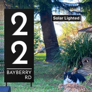 Solar Lighted Driveway Address Marker -15x32 House Numbers, Yard, Lawn Sign on Stakes, Air BNB Sign, Large Address Sign, Address Post image 11