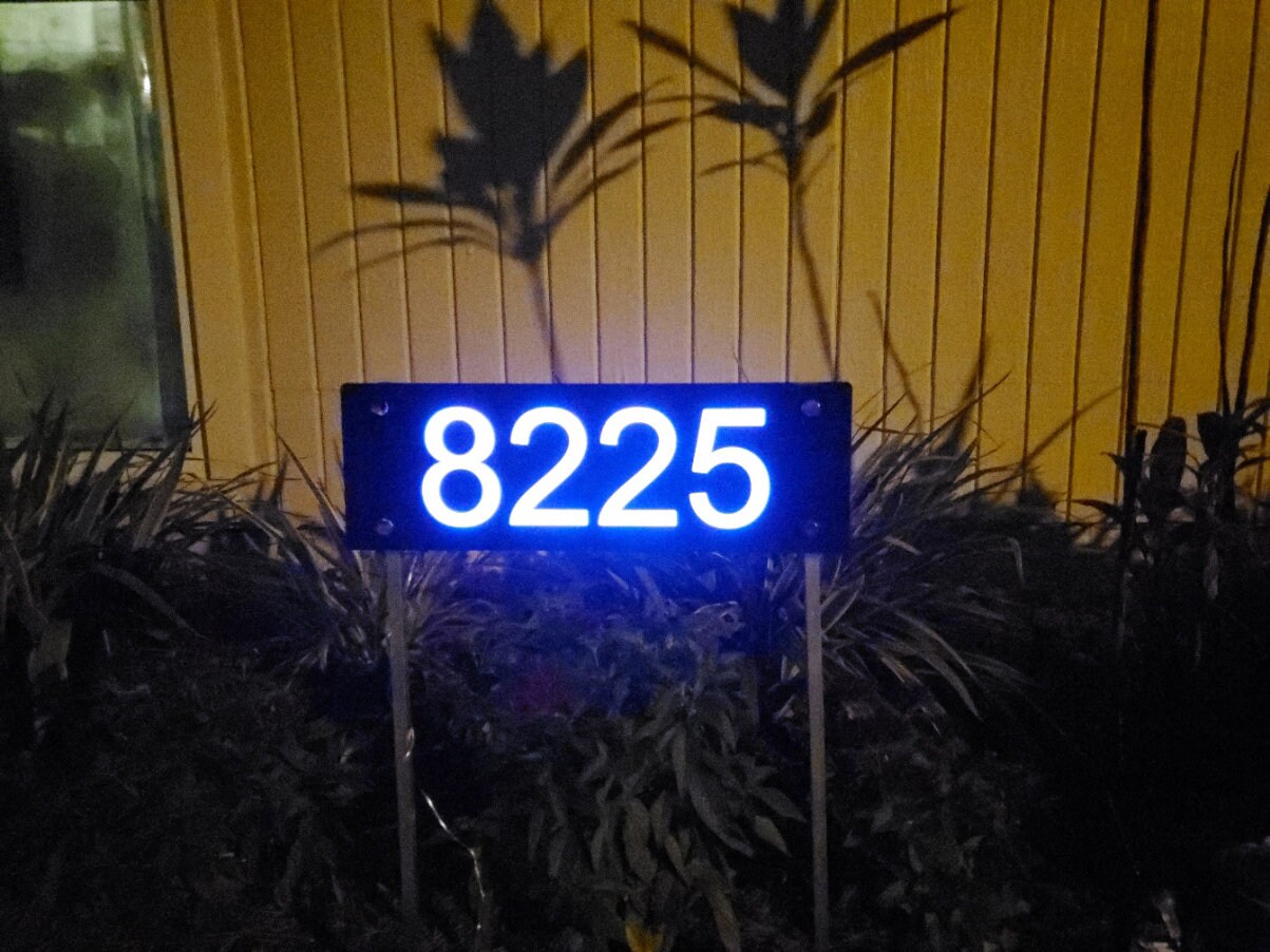 Solar House Numbers Sign for Yard Address Plaque Lighted Etsy