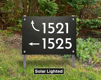 Shared Driveway Address Sign | Custom Multi Family Directional Signage | Personalized Solar Lighted Outdoor Property Marker On Stakes