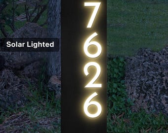 Solar Lighted House Numbers: Lawn Address Sign, Air-BNB Marker,