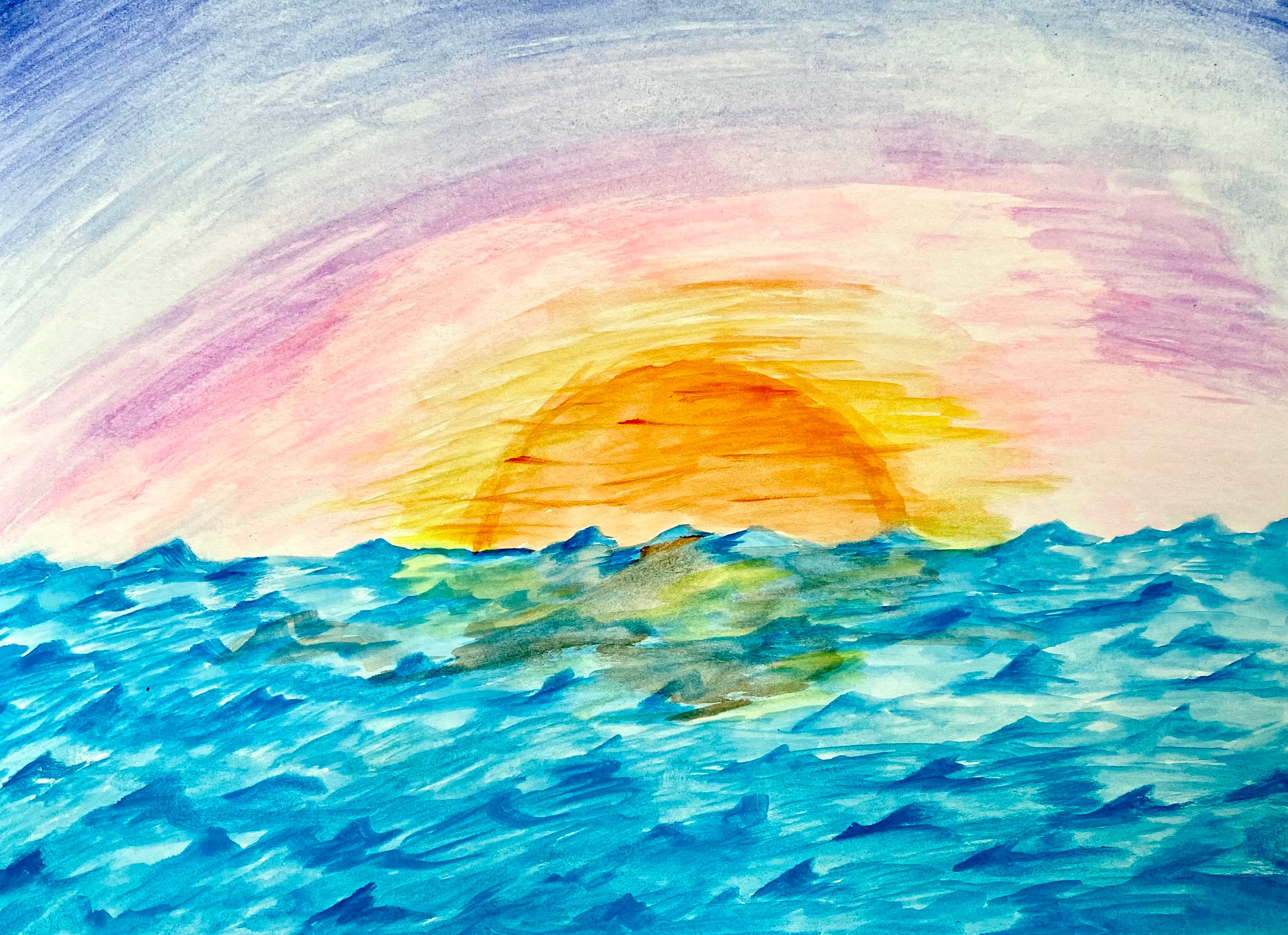 Sonnenuntergang Aquarell Druck - Etsy.de