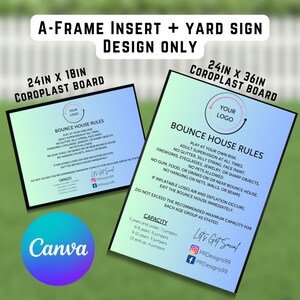 A Frame Sign, Sandwich Board, Bounce House, Modern, Bounce House Rules Faded1 Sidewalk Yard Sign DESIGN ONLY, Fully Editable CANVA Template