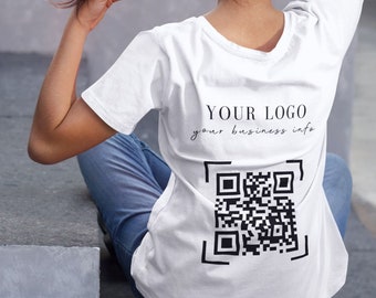 Custom Business Logo tshirt Women, Business Branding Shirt, Personalized Entrepreneur Women tshirt, QR Code Tees, Gifts for Her