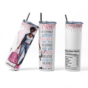 I Am Tumbler 20 Oz, Black Queen Tumbler, Melanin Girl Culture, Black Girl Magic, Afrocentric Tumbler, Fall Gifts
