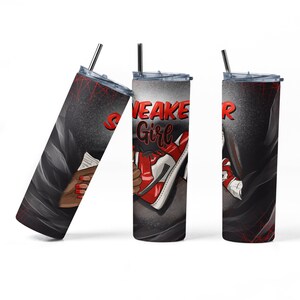 Sneaker Girl Tumbler with Lid 20 Oz, Black Queen Tumbler, Melanin Girl Culture, Black Girl Magic, Afrocentric Tumbler, Fall Gifts