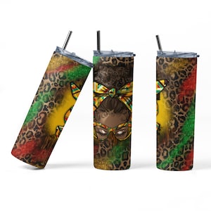 Queen Leopard Print Tumbler with Lid 20 Oz, Black Queen, Melanin Culture, Black Magic, Afrocentric Tumbler, Friends CoWorker Gifts