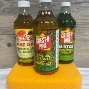 Ocean Pine Oil / Crest O Mint / Crest O pine oil .concentrate cleaner deodorant degreaser real pine 3 Bottles! Value pack with free sponge